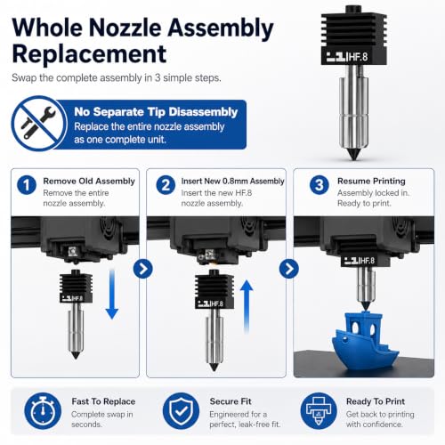 Compatible with Bambu Lab P2S Nozzle 0.8mm Hardened Steel Nozzle - size: 0.8mm One package