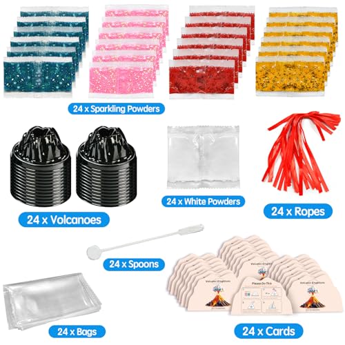 rifamee 24Pcs Volcano Eruption Science Kit Party Favor Experiments Gifts for 4-6 8-12 Age Boys and Girls Valentine's Day Christmas (Volcano 2, One Size)