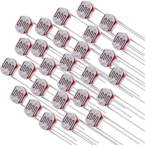 30 Pieces Photoresistor Set 5mm 50-100K Ohm Photo Light Sensitive Resistor Light Dependent Resistor for DIY and Experiments, GM5539 5539