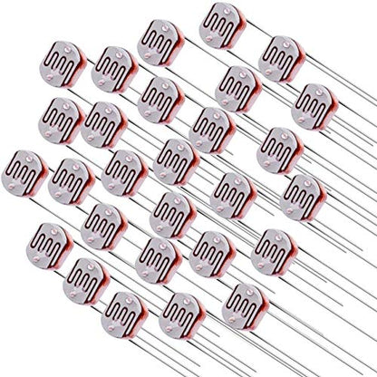 30 Pieces Photoresistor Set 5mm 50-100K Ohm Photo Light Sensitive Resistor Light Dependent Resistor for DIY and Experiments, GM5539 5539