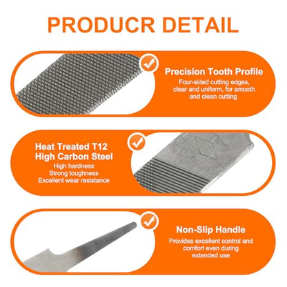 HARFINGTON Flat Medium Cut File 16" Double Cut Teeth High Carbon Steel Hand Rasp File without Handle for Metal Wood Deburring Removing - size: 16", style: Medium