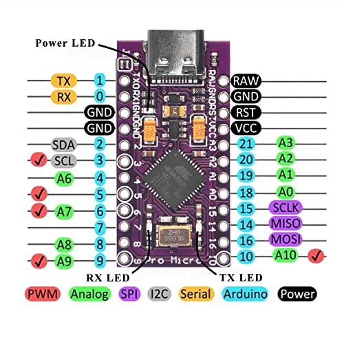 1x Pro Micro Board 5V/16MHz Module Board Type C Port for Arduino Leonardo - size: x1 ProMicro