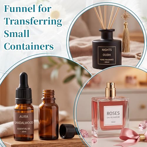 18 Pcs Small Funnels for Filling Small Bottles, Clear Mini Funnel Set