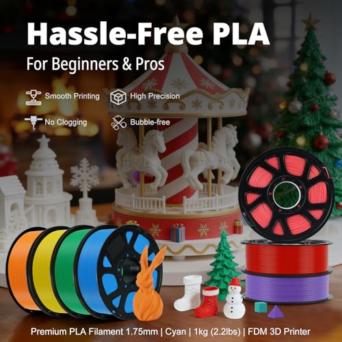 Kingroon Cyan PLA Filament 1.75mm 1kg, Vibrant Blue-Green 3D Printer Filament with ±0.02mm Dimensional Accuracy, No Tangling No Clogging Easy to Print PLA for Most FDM Printers - color: 1kg Cyan
