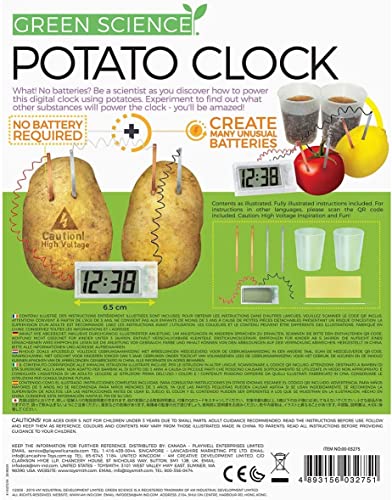 4M Potato Clock DIY Green Science Chemistry Engineering Lab - STEM Toys Educational Gift for Kids & Teens, Girls & Boys, Brown - style: Potato Clock