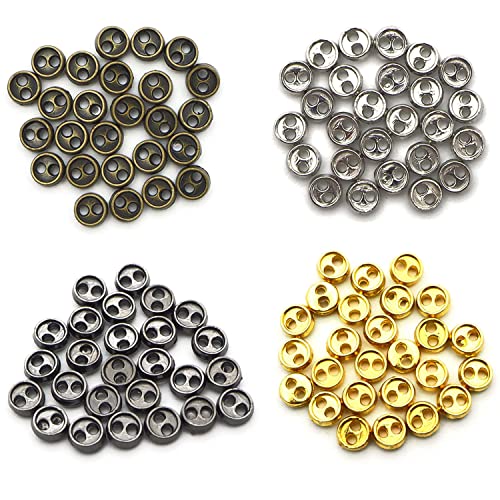 Youmeizer Wiosny 100Pcs 4 Colors Mini Metal Buttons 4mm(5/32inch) 2 Hole Mini Metal Round Buttons DIY Hand Sewing AIDS Doll Clothes (4 Colors Mixed, 4mm(5/32inch)) - size: 4mm( 5/32inch)