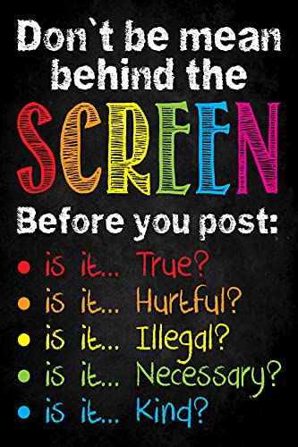 Jinniee Don't be mean PC Poster Computer Science Classroom Poster, Stem Technology Education Chart, Keyboard Coding Computer Lab Wall Art For Kids Class, Digital Keyboarding Posters - color: C