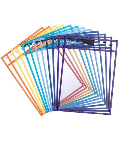 Mr. Pen- Reusable Dry Erase Pocket Sleeves, 10" x 14", 12 Pack, Colorful - color: Winter, size: 12 Pack