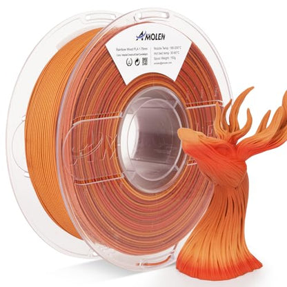 AMOLEN 3D Printing Filament Light Wooden Rainbow Color Change Printer Filament PLA 1KG Spool 1.75mm Red Cedar Maple/Chestnut/Oak/Candlelight 1KG/2.2lb Fit Most FDM and Printer Pen - color: Red Cedar
