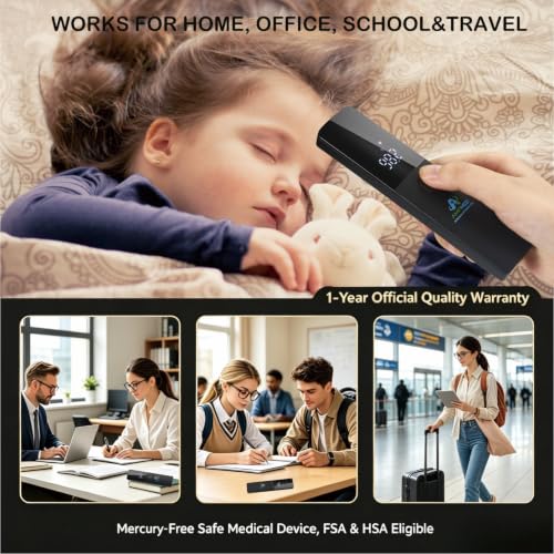 Medical Grade No-Touch Forehead Thermometer - size: Black