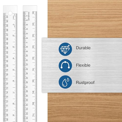 2 Pieces 36 Inch Metal Yard Stick Non-slip Ruler with Cork Backing Stainless Steel Metal Ruler Large Edge Rulers Yard Stick with Inch and Centimeters Drafting Office Tool Prevent Ink Leakage