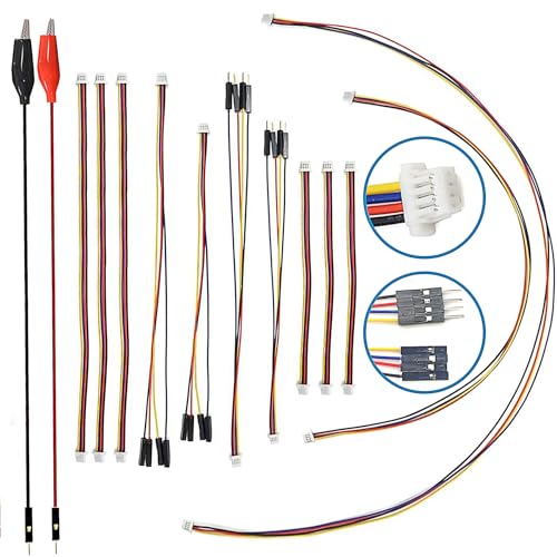 Minidodca I2C Qwiic Cable Kit Stemma QT Wire for SparkFun Development Boards Sensor Board Breakout Breadboard 4 Pin Sh1.0 Connector+2Pcs Alligator Clip Test Leads - size: 4 Pin Sh1.0 Connector