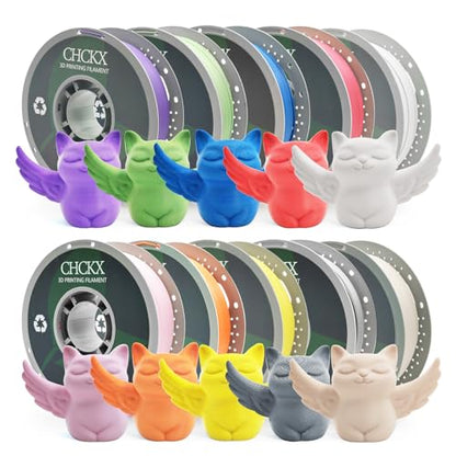 Matte PETG 3D Printer Filament, 10Rolls,Dimensional Accuracy +/- 0.03 mm, 1kg Spool(2.2lbs), 1.75 mm Fit for Most 3D Printers, White+Red+Green+Blue+Purple+Skin+Silver+Yellow+Orange+Pink - color: 10*1kg (Matte White+matte Red+matte Green+matte Blue+matte P