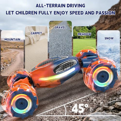 Remote Control Car - RC Drift Car Gesture Sensing Toy Boy Age 6-8-12 Gifts - color: Orange