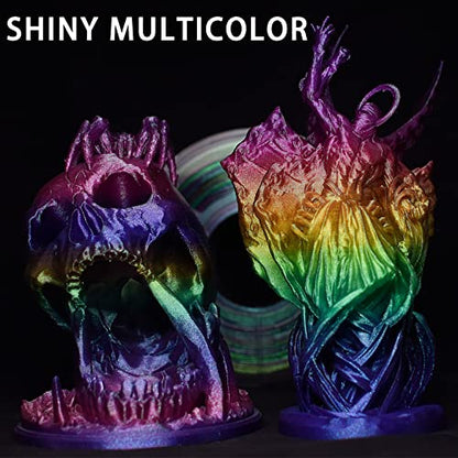Rainbow PLA Filament 1.75mm, 3D Printer Filament Multicolor PLA Filament, Color Change Shiny PLA Filament 1.75mm, 3D Printing Filament 1kg/2.2lb - color: Shiny 4 Color Change
