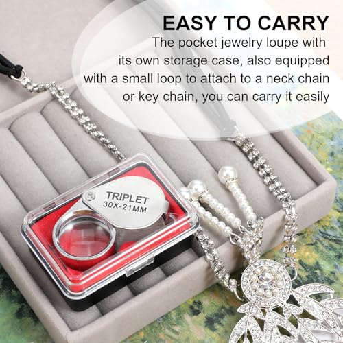 Xindojuz 2 PCS Jewelers Loupe Magnifier, Pocket Foldable 30 x 21mm
