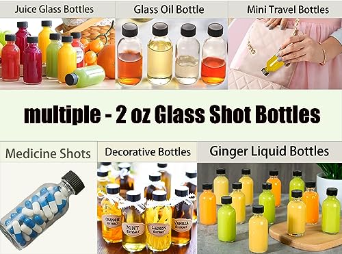 12pack 2oz Ginger Shot Bottles, Reusable Glass Shot Bottles with Caps - color: White, size: 12-pack