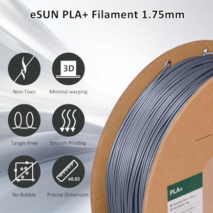 eSUN PLA+ Filament 1.75mm Grey 1KG,PLA 3D Printer Filament - color: 1kg-grey