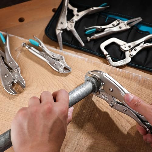 DURATECH 6PCS Locking Pliers, Long Nose Jaw and C-Clamp Vice Grip Pliers