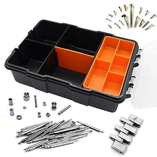 Small Tool Parts Box, Plastic Tool Storage Case, Home Hardware Organizer with Removable Dividers, Small Toolbox for Nails, Screws, Nuts and Bolts, 10-Compartment - size: 15.5x22.5x5.6cm/6.1x8.9x2.2in