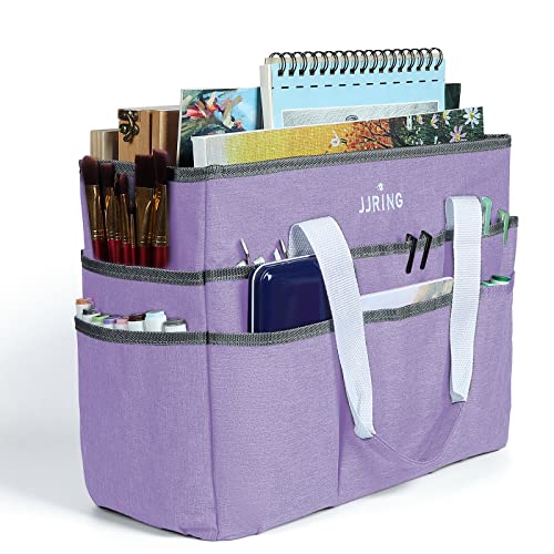 JJRING Craft Organizer Tote Bag Large Art Storage Caddy Lilac - color: Lilac, size: Large