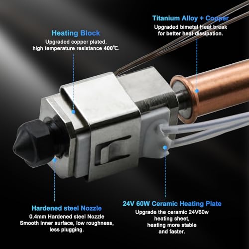 Upgrade Hotend for Kobra 3 Combo Print Head Extruder Kit Heater Block Heating Cartridge Thermistor with 0.4MM Hardened Steel Nozzle Silicone Cover for Kobra 3 Pro 3D Printer