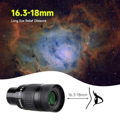 SVBONY SV135 Zoom Eyepiece, Zoom 7 to 21mm 1.25 Inch Telescope Eyepiece, Telescope Accessories for Astronomic Visual Observation (40-57°) - size: 40-57°