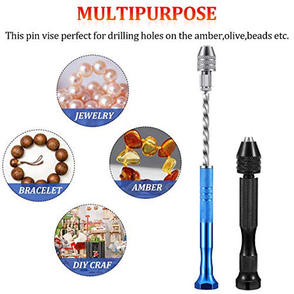 Mudder 27 Pieces Pin Vise Hand Drills Bits Set Semi-automatic Spiral Rotary Tool with 25 Pcs 0.5-3 mm Micro Twist Drill Bits for Resin Polymer Clay Craft DIY Jewelry Electronic Assembling