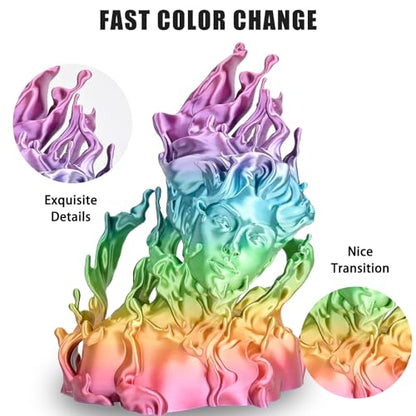 OVV3D Rainbow PLA Filament 1.75mm, PLA Silk PLA 3D Printer Filament Multicolor Silk Color Change Rainbow PLA Filament with Purple Pink Yellow Green Blue, 3D Printing Filament 3D Filament, 1kg - color: Rainbow Silk