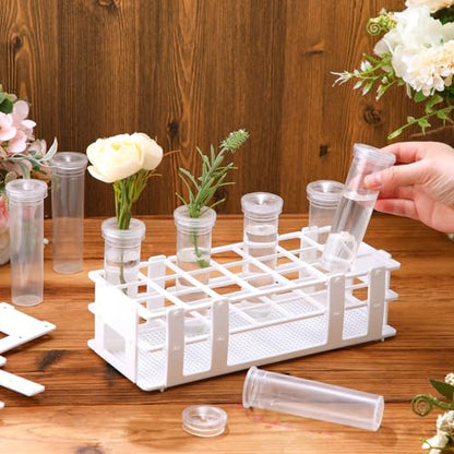Willinglong 22 Pcs 60ml Large Floral Tube with Rack Holder Set for Milkweed