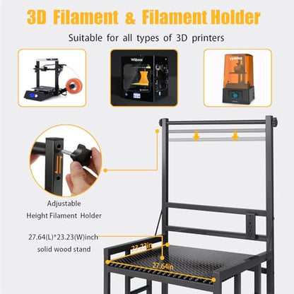 3D Printer Table with Filament Storage Printer Stand with Power Outlet,Heavy Duty 3D Printer Storage rack for ABS, PLA, TPU Filament Spools, Home Offices and Studios Carbon Fiber Black - color: Carbon Fiber Black