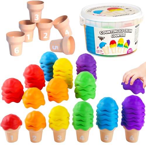 NEOROD Ice Cream Toys for Toddlers 1-5, Montessori Counting Manipulatives - style: ice cream