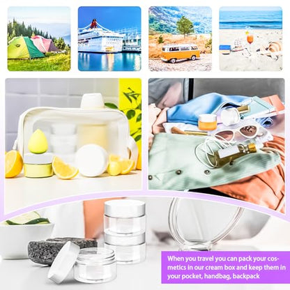 20 Pack 1oz Plastic Jars Containers, 30ml Travel Size Container Jars with Lids, 30g Small Travel Cosmetic Container Jar for Toiletries Cream Makeup Cosmetic Salves Sample Slime Lip Balm Lotion - color: White, size: 1oz