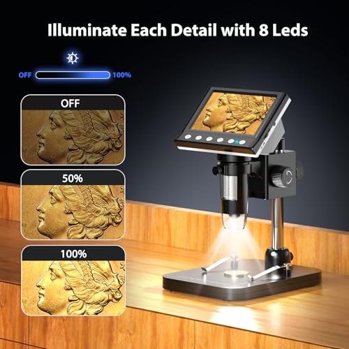 Hayve 4.3'' IPS Coin Microscope 1000X Magnification Digital Microscope - size: 4.3 Inch (No TF Card)