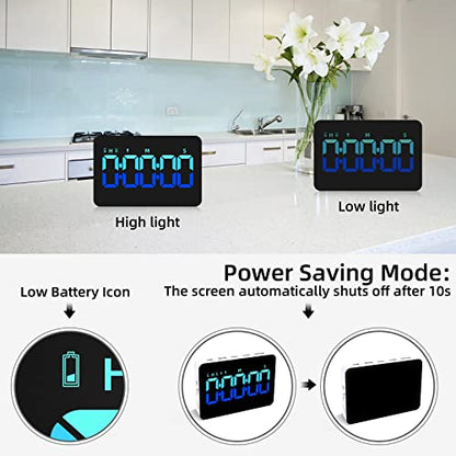 PERSUPER Kitchen Digital Timer, Count Down Up, Rechargeable, Vibration Mode - color: Blue