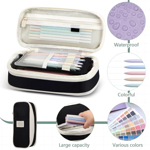 135 Pcs Book Annotation Kit with Pencil Case, 12 Pastel Highlighters, 11 Gel Pens, Fine Marker, 300 Transparent Sticky Notes, 2640 Index Tabs, Bible Study Supplies Kit(Classic,Black) - color: Black, style: Classic