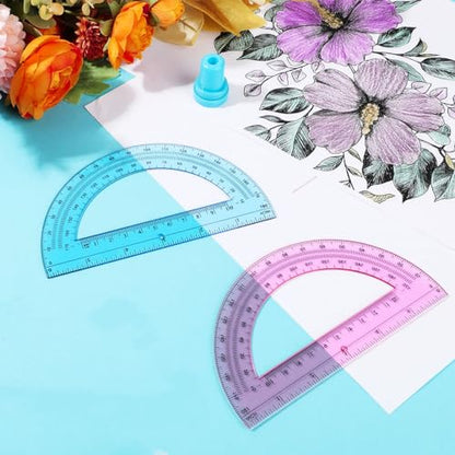 Zonon 2 Pcs 6 Inch Plastic Protractor 180° Math Protractors, Pink, Blue - color: Pink, Blue