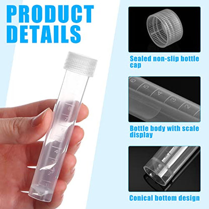 Kanayu 400 Pcs 10ml Plastic Test Tubes with Lids and Silicone Ring