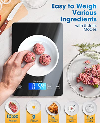 Nicewell Digital Kitchen Food Scale 22lb for Cooking Baking - color: Black