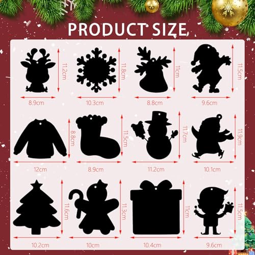 JULMELON 36 Pcs Christmas Scratch Art for Kids, Rainbow Craft Ornaments - style: Christmas Crafts