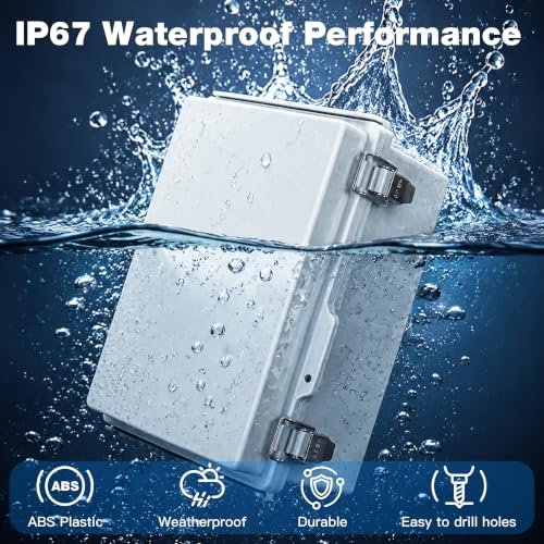 Junction Box Waterproof Outdoor Electrical Boxes IP67 Plastic Enclosure - color: Grey, size: 10.2"x6.3"x4.3"