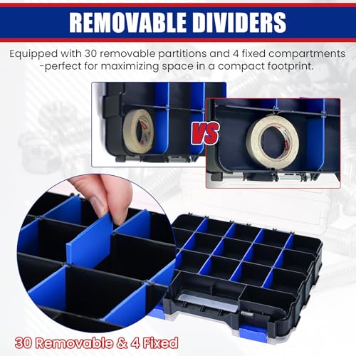 NYXOVA 2 Pack Small Parts Organizer, Hardware Organizer Box - color: Blue