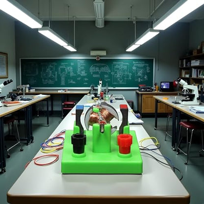 1Pc Green DIY DC Electrical Motor Assemble KIT - STEM Science Lab Educational Physics Learning Experiment Ornaments for Electrical Motor Light in Weight,Learning and Education(ZS584)