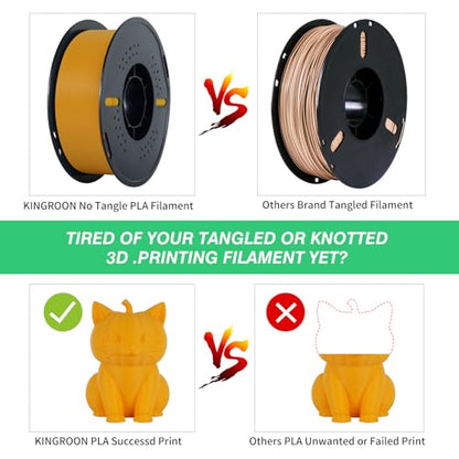 Kingroon Orange PLA 3D Printer Filament 1.75mm ±0.02 mm, No Tangling & No Clogging. Orange Filament PLA 1kg 2.2lbs, Easy to Print. Compatible with Most FDM 3D Printers. - color: 1kg Orange