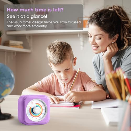Rainbow Visual Timer for Kids with 60 Minute Silent Mode - color: Pink