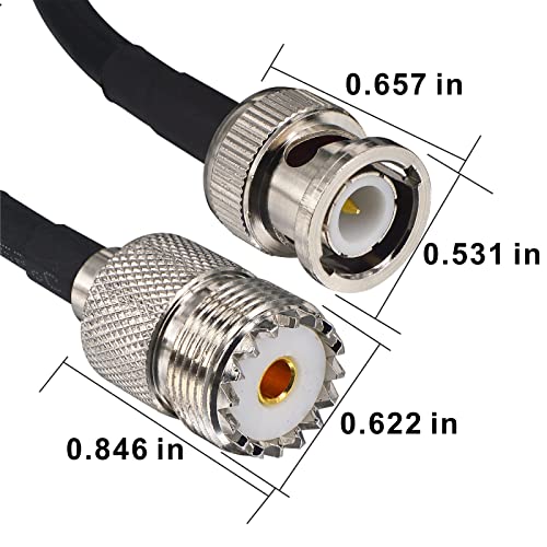BNC Male to SO239 Cable RG58 6.56Ft UHF Female to BNC Male Coax Cable PL-259 SO-239 to BNC Jumper Pigtail Extension Cable for Antenna Scanner CB Antenna Ham Radio Walkie Talkie - color: BNC Male to UHF Female Cable 6.56ft