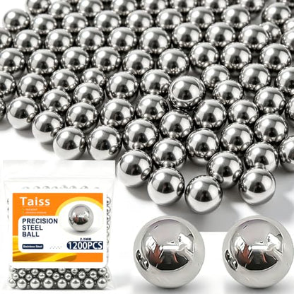 Taiss 1200PCS 2.5mm 304 Stainless Steel Precision Balls,Precision Steel Ball Assortment Kit,Metal Balls - size: 2.5mm