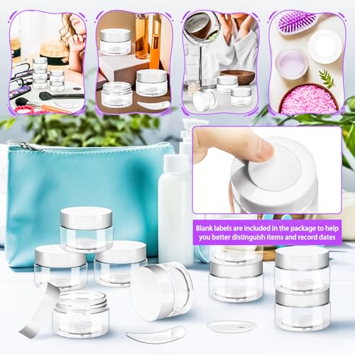 20 Pack 1oz Plastic Jars Containers, 30ml Travel Size Container Jars with Lids, 30g Small Travel Cosmetic Container Jar for Toiletries Cream Makeup Cosmetic Salves Sample Slime Lip Balm Lotion - color: White, size: 1oz