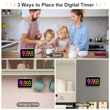 PERSUPER Kitchen Digital Timer, Count Down Up, Rechargeable, Vibration Mode - color: .Rgb