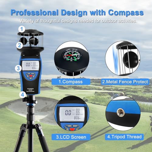 Handheld Cup Anemometer with Compass, 93MPH Digital Wind Speed Meter, CFM Air Flow Wind Velocity Measuring Device Gauges for Outdoor Sailing Surfing Drone Flying HVAC